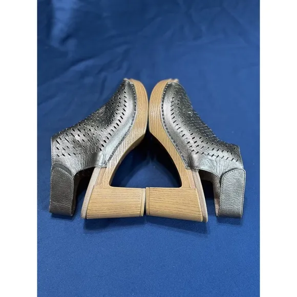 Dansko Sandal Block Heel Platform Leather 8.5-9, 39 Danae Pewter Shoes
