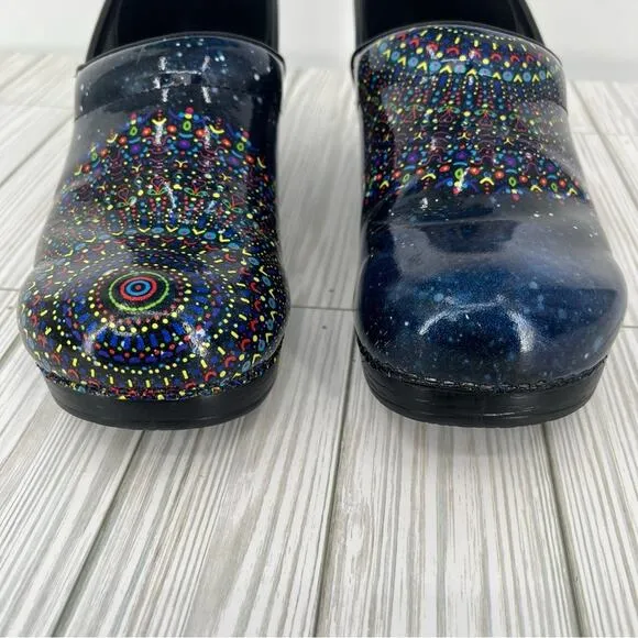 Dansko shoes 41 professional twin tranquility slip on patent leather clogs blue