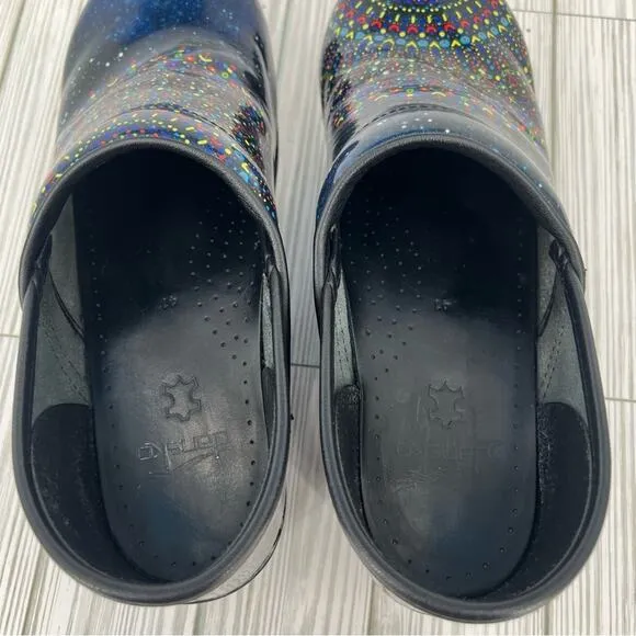 Dansko shoes 41 professional twin tranquility slip on patent leather clogs blue