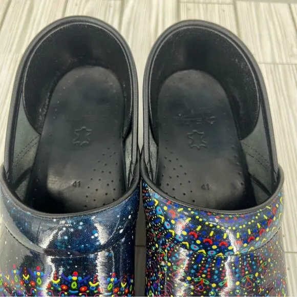 Dansko shoes 41 professional twin tranquility slip on patent leather clogs blue