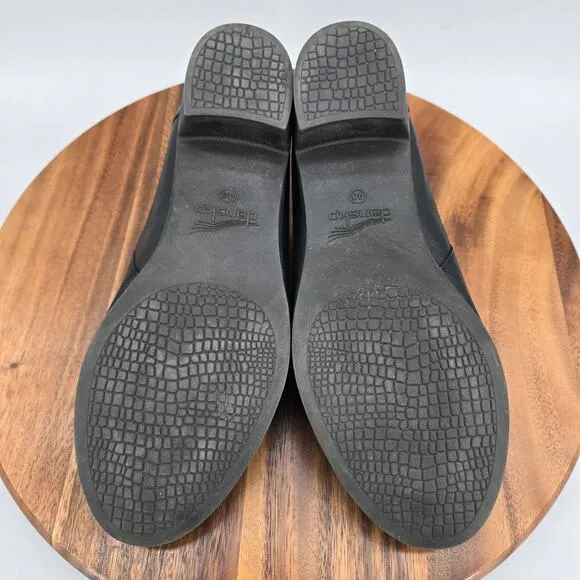 Dansko Shoes Women's 9.5 40 Black Leather Carrie Block Heel Slip On Mule Clogs