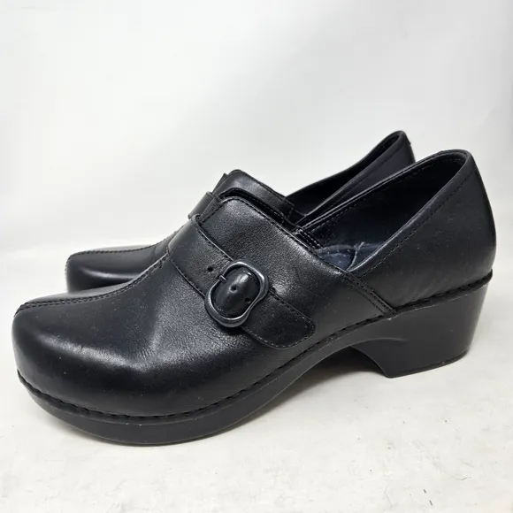 DANSKO Tamara Women's Black Leather Clog Slip-On Shoes Size 38
