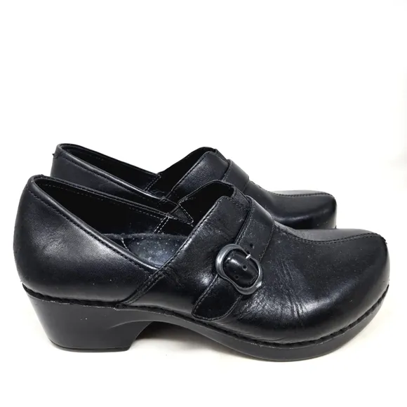 DANSKO Tamara Women's Black Leather Clog Slip-On Shoes Size 38
