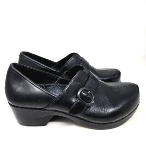 DANSKO Tamara Women's Black Leather Clog Slip-On Shoes Size 38