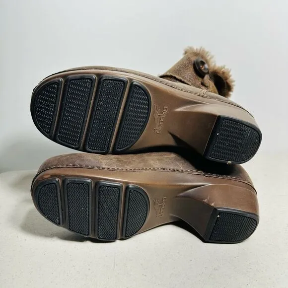 Dansko Stormy Shoes Women’s 40US 9,6-10  Brown Ankle Boots Shearling Leather