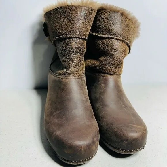 Dansko Stormy Shoes Women’s 40US 9,6-10  Brown Ankle Boots Shearling Leather