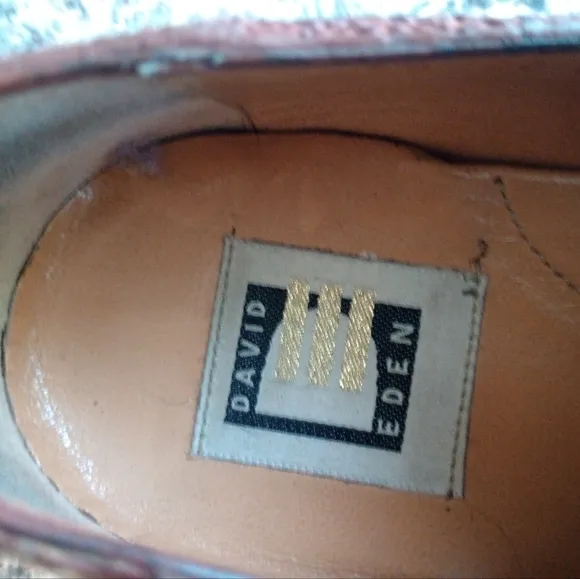 David Eden Men's Brown Two-Tone Alligator Dress Laceup Shoes Size 9.5