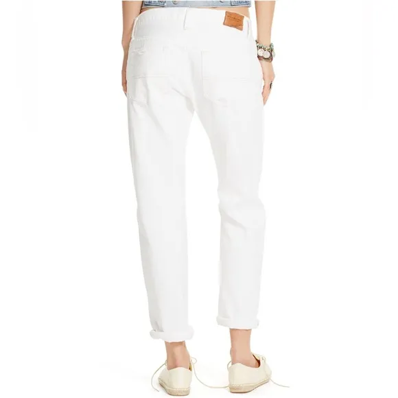 Denim &amp; Supply Ralph Lauren Edwards White Distressed Boyfriend Jeans