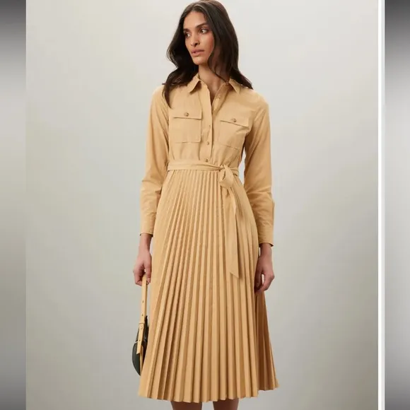 Derek Lam 10 Crosby Kenza Pleated Shirt Dress