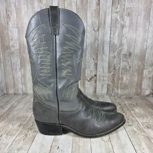 Destroyer Lizard Skin vintage Cowboy Boots Western Detailed Gray Mens Size 10