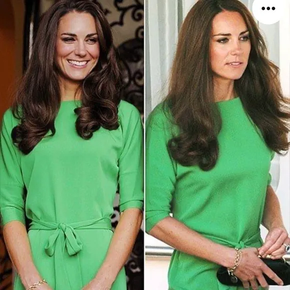 Diane von Furstenberg 2 Maja Two Belted Dress worn by Kate Middleton Seaglass