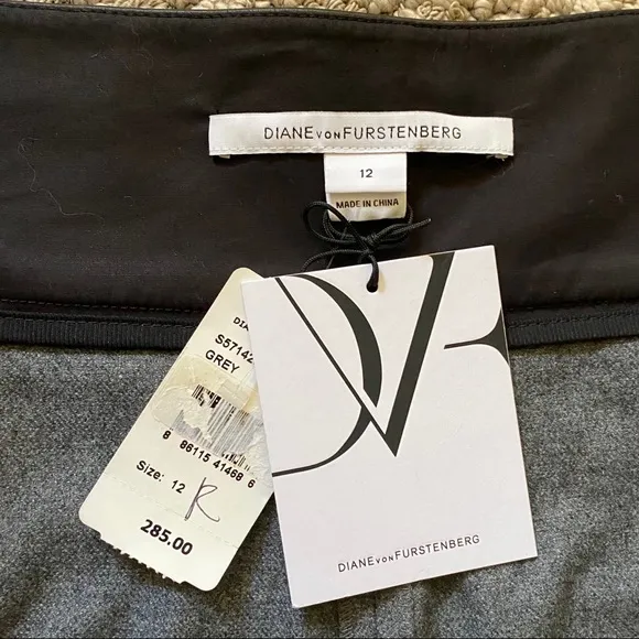Diane von Furstenberg High Waist Zippered Leather and Wool Shorts
