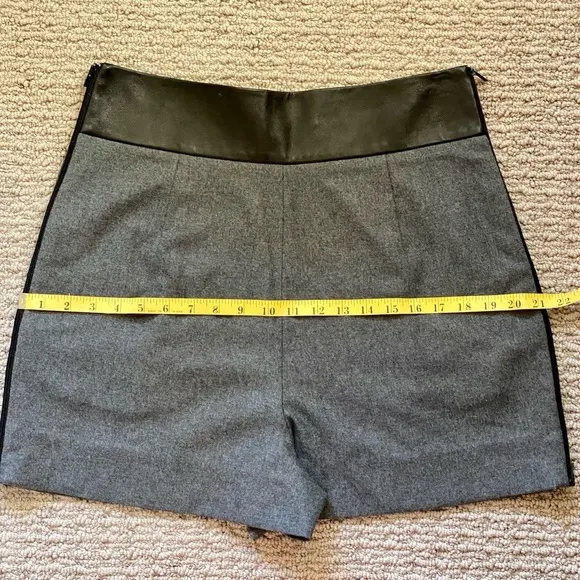 Diane von Furstenberg High Waist Zippered Leather and Wool Shorts