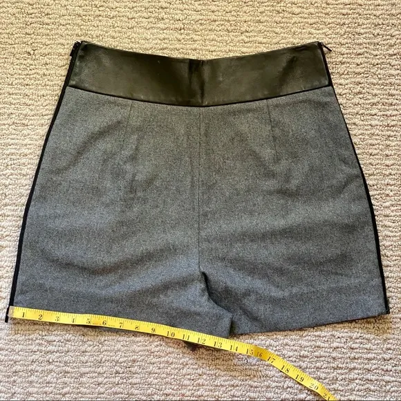 Diane von Furstenberg High Waist Zippered Leather and Wool Shorts