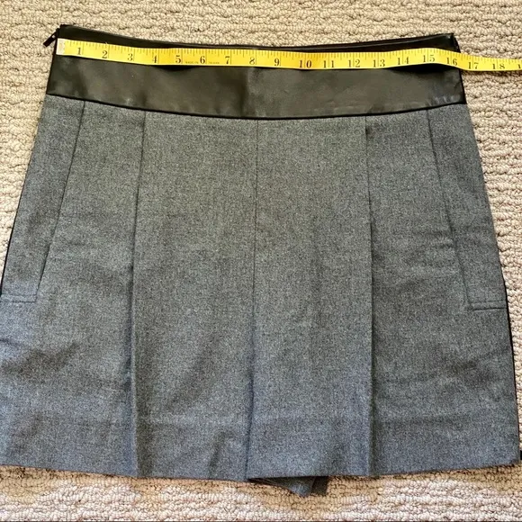 Diane von Furstenberg High Waist Zippered Leather and Wool Shorts