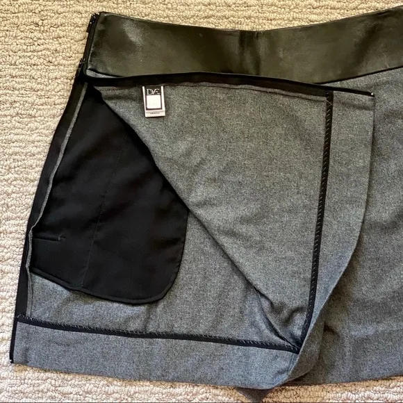 Diane von Furstenberg High Waist Zippered Leather and Wool Shorts