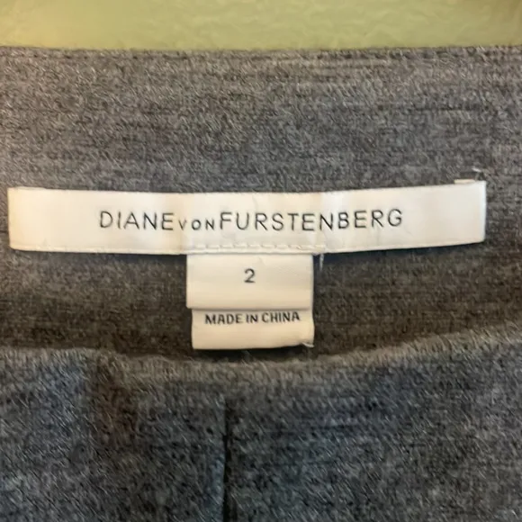 Diane Von Furstenburg Thandi Grey Wool Blend Boat Neck 3/4 Sleeve Dress Sz 2