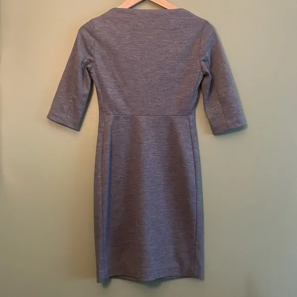 Diane Von Furstenburg Thandi Grey Wool Blend Boat Neck 3/4 Sleeve Dress Sz 2