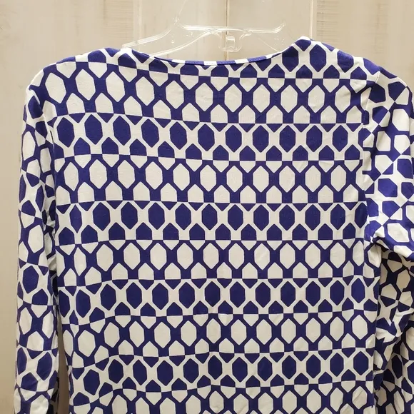 Diane VonFurstenberg Retro Printed Mini Dress EUC &quot;Reina&quot; Blue &amp; White Geometric