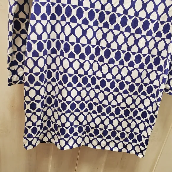 Diane VonFurstenberg Retro Printed Mini Dress EUC &quot;Reina&quot; Blue &amp; White Geometric