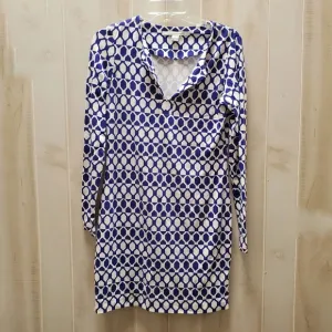 Diane VonFurstenberg Retro Printed Mini Dress EUC &quot;Reina&quot; Blue &amp; White Geometric