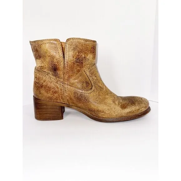 Diba True Walnut Grove Ankle Boots Distressed Rugged Leather Western Festival 10