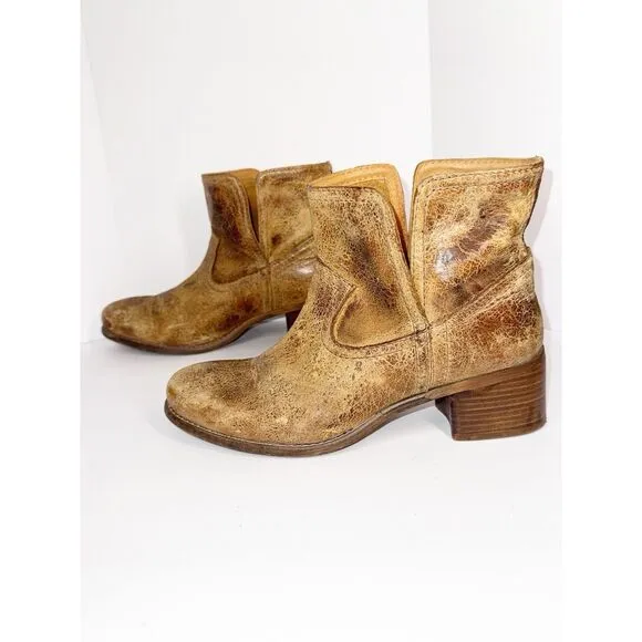 Diba True Walnut Grove Ankle Boots Distressed Rugged Leather Western Festival 10