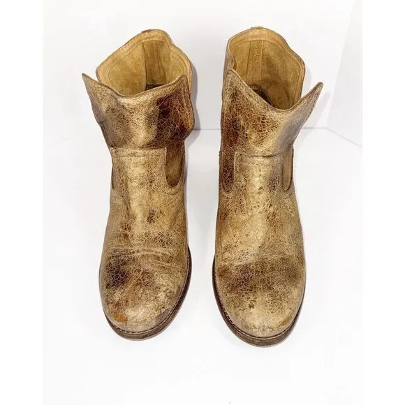 Diba True Walnut Grove Ankle Boots Distressed Rugged Leather Western Festival 10