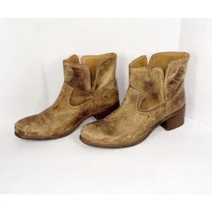Diba True Walnut Grove Ankle Boots Distressed Rugged Leather Western Festival 10