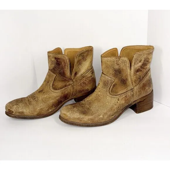 Diba True Walnut Grove Ankle Boots Distressed Rugged Leather Western Festival 10