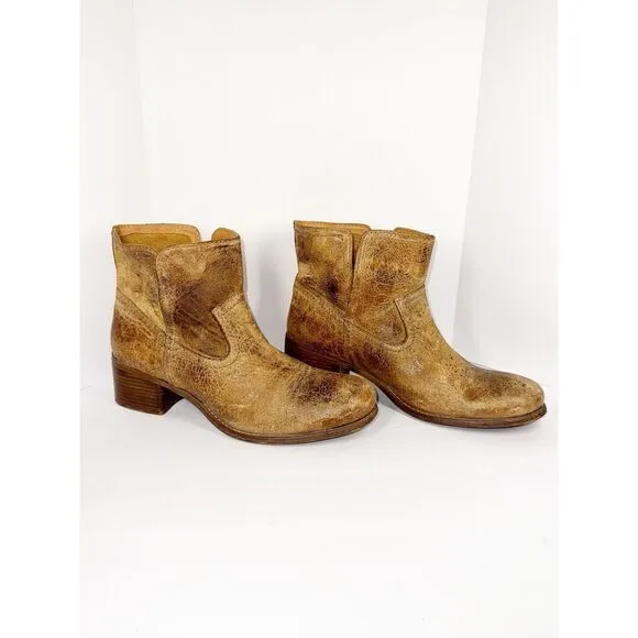 Diba True Walnut Grove Ankle Boots Distressed Rugged Leather Western Festival 10