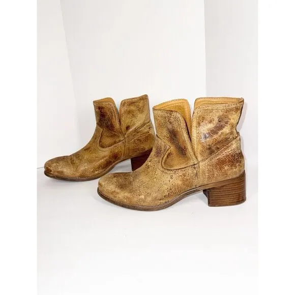 Diba True Walnut Grove Ankle Boots Distressed Rugged Leather Western Festival 10