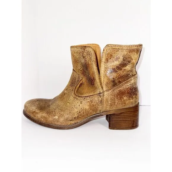 Diba True Walnut Grove Ankle Boots Distressed Rugged Leather Western Festival 10