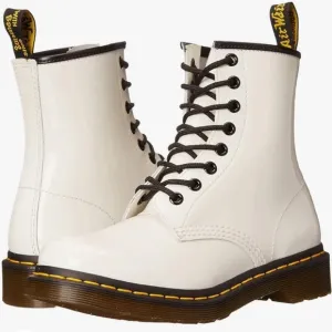 Doc Martens 1460 White PatentLeather Original Contraction Hi/Shine Boots NWOT 11