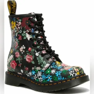 DOC MARTENS PASCAL 1460 COMBAT ANKLE BOOTS SIZE 5 M LACES FLORAL