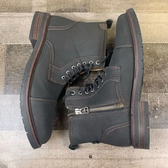 Dockers Men’s Size 10 Rawls Rugged Cap Toe Boots Black Lace Up Foootwear