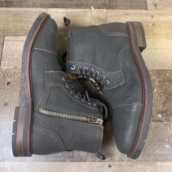 Dockers Men’s Size 10 Rawls Rugged Cap Toe Boots Black Lace Up Foootwear