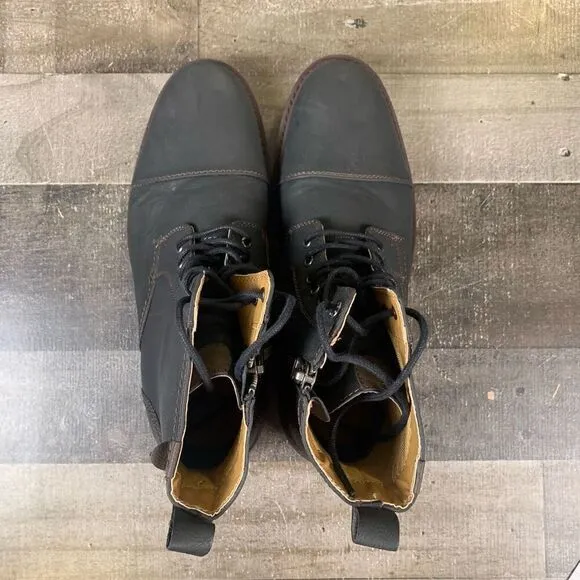 Dockers Men’s Size 10 Rawls Rugged Cap Toe Boots Black Lace Up Foootwear