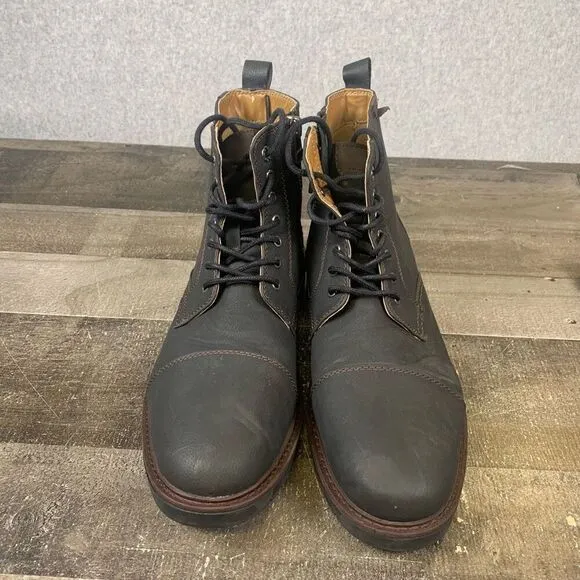 Dockers Men’s Size 10 Rawls Rugged Cap Toe Boots Black Lace Up Foootwear