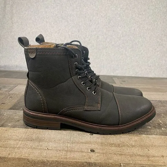 Dockers Men’s Size 10 Rawls Rugged Cap Toe Boots Black Lace Up Foootwear