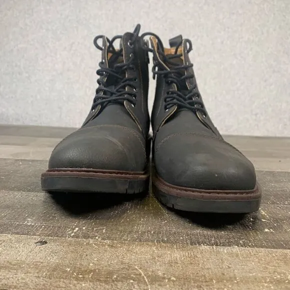 Dockers Men’s Size 10 Rawls Rugged Cap Toe Boots Black Lace Up Foootwear