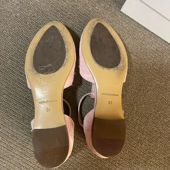 Dolce &amp; Gabbana Kids Shoes Pink Embellished  Ballerina Flat Eu 31