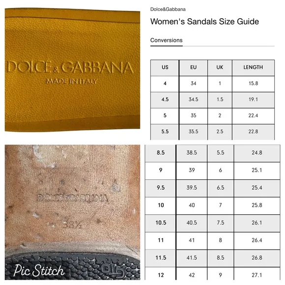 Dolce &amp; Gabbana Leather Logo Flat Slide Sandals Yellow Size 38 1/2 US 8