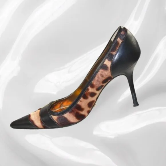 Dolce &amp; Gabbana Leopard Print Leather And Pony Skin Pumps Size 39 (US 9)