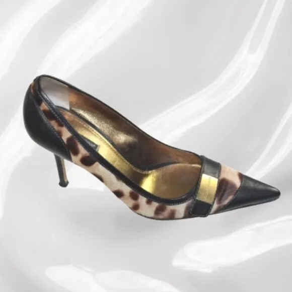 Dolce &amp; Gabbana Leopard Print Leather And Pony Skin Pumps Size 39 (US 9)