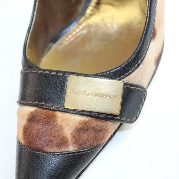 Dolce &amp; Gabbana Leopard Print Leather And Pony Skin Pumps Size 39 (US 9)