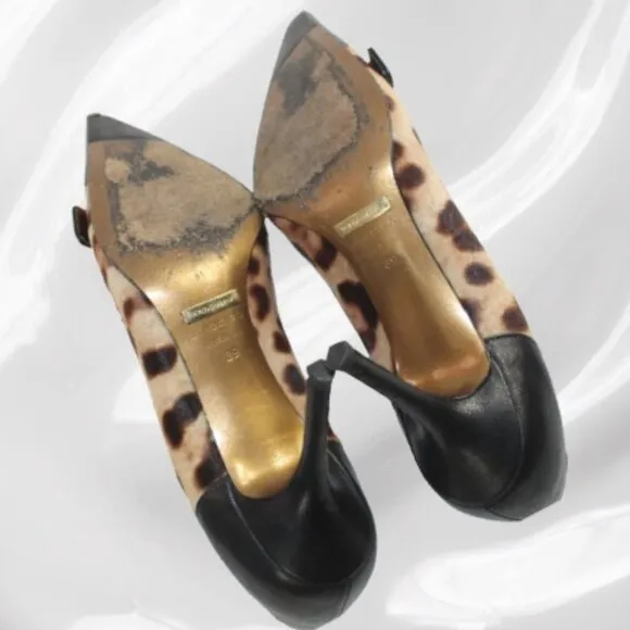 Dolce &amp; Gabbana Leopard Print Leather And Pony Skin Pumps Size 39 (US 9)