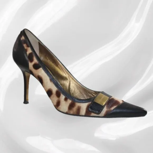 Dolce &amp; Gabbana Leopard Print Leather And Pony Skin Pumps Size 39 (US 9)