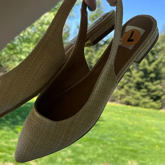 Dolce Vita cream tan rattan wicker classy pointed toe flat shoes NWT