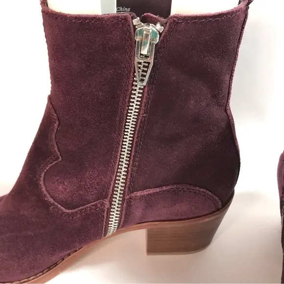 Dolce Vita Plum Suede Leather Heeled Ankle Boots NWOT Size 7